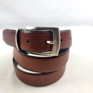Fairlane & Sons reversible black and brown textured genuine leather belt Size 38